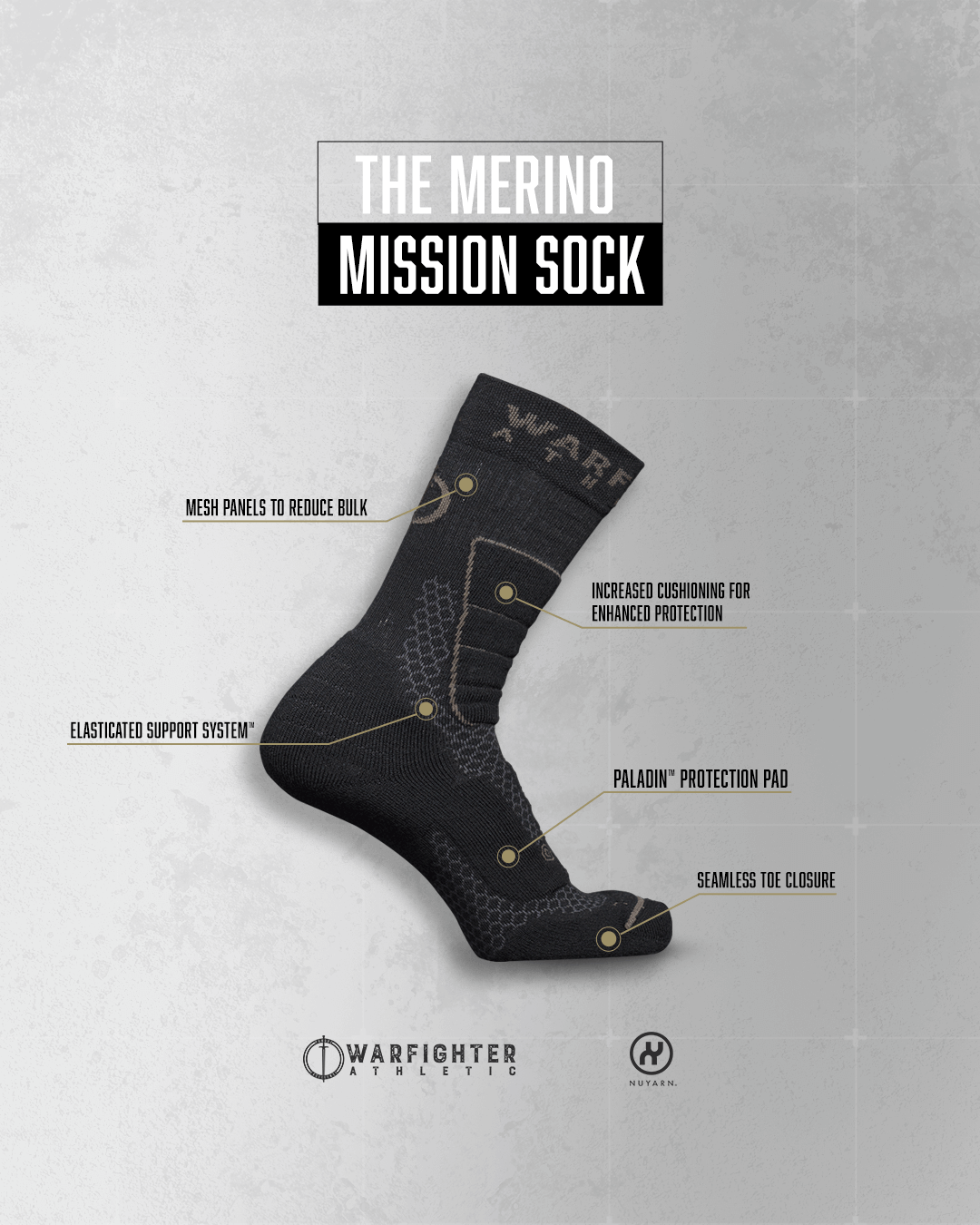 Warfighter Athletic Mission Merino Sock - Black